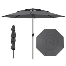 10 ft 3-tier Vented Patio Umbrella Large Market Table Umbrella Outdoor Sun Shade