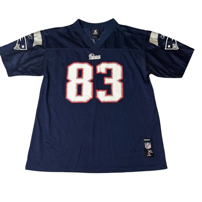 Wes Welker #83 New England Patriots Jersey Youth XL 18-20 Blue Reebok Pullover