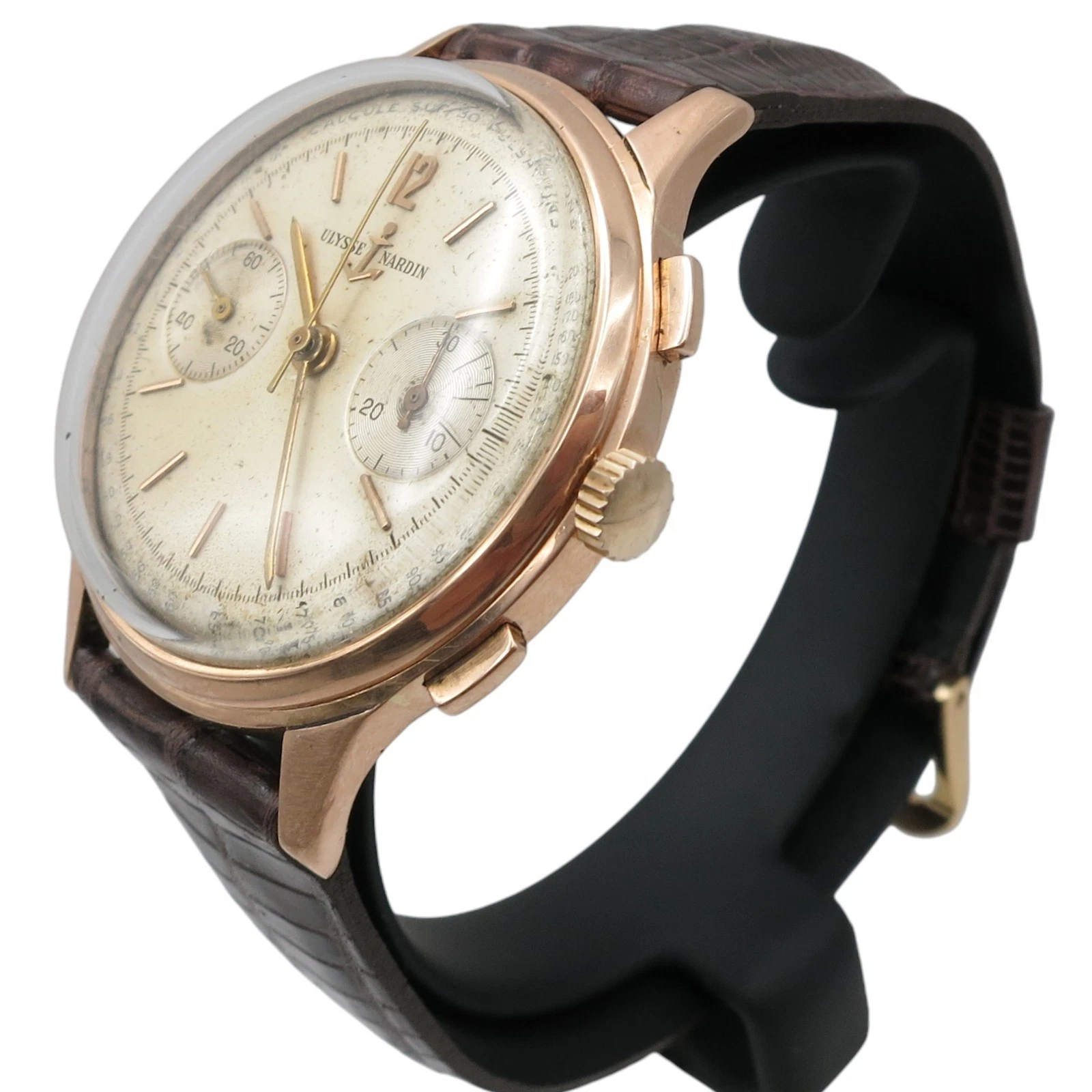 Ulysse Nardin — Ulysse Nardin Vintage Chronograph 18K Solid Gold Manual Wind 1940s Swiss Watch