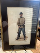 Antique R. D. Larpenteur CONFEDERATE INFANTRY Soldiers Prints  Framed  Pair