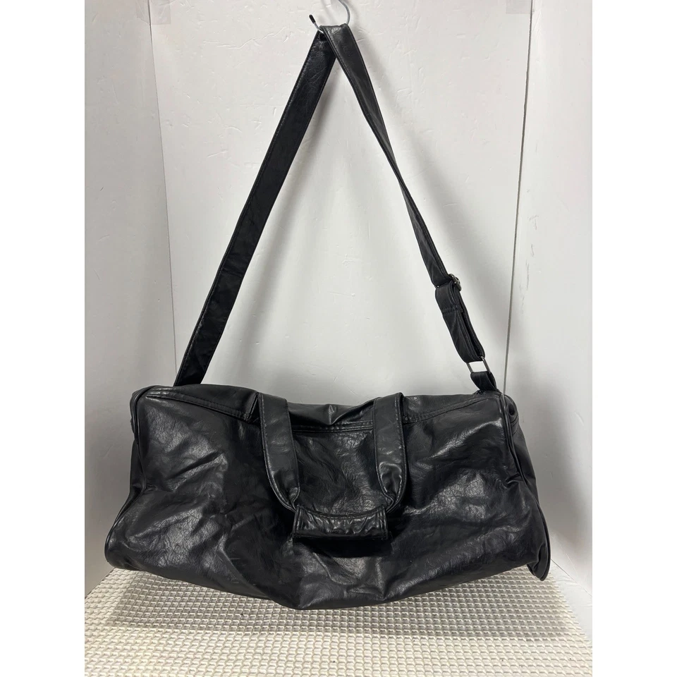 Bolso de Lona de Cuero Wilson Vintage Negro Bolsa de Lona Viaje Gimnasio Bolsa Deportiva Foto 3 de 4