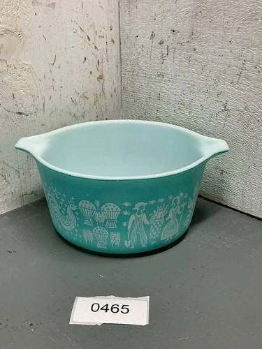 Vintage PYREX Turquoise Blue Amish BUTTERPRINT Casserole Baker 473 1QT 🔥