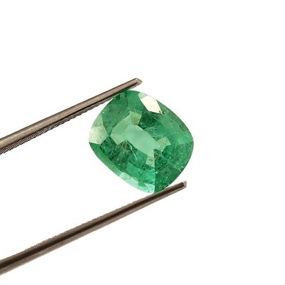 9x9 mm Zambian Emerald Included Lab Grown Loose Gemstone Cushion Cut