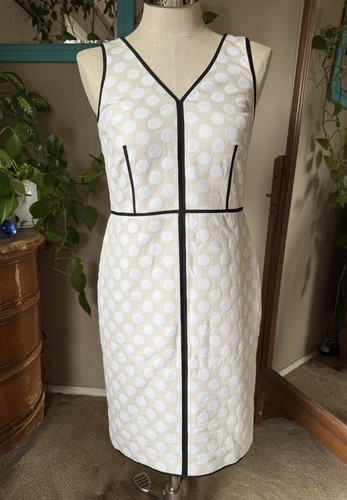 Ann Taylor Cream and White polka dot Mini Sheath Dress, size 6 - Picture 2 of 10