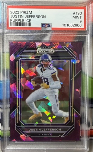 2022 Prizm Justin Jefferson Purple Ice /225 PSA 9