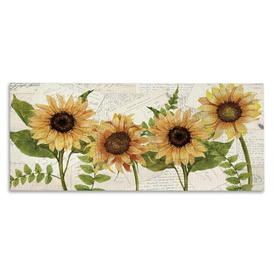 Sunflower and European Postcard Collage Wall Art 10x24 Canvas Home Décor