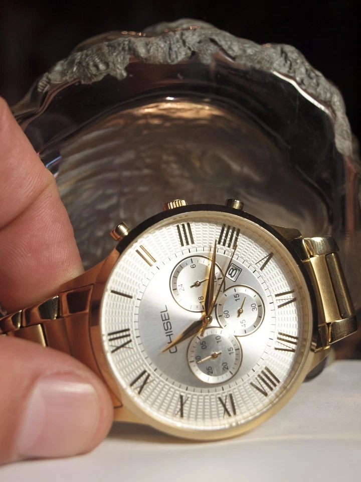 RELOJ CRONÓGRAFO CINCEL 5829241 ACERO INOXIDABLE EN ORO Y PLATA NÚMEROS ROMANOS Foto 4 de 4