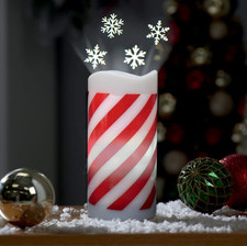 Prestige LED Christmas Candy Cane Candle Rotating Projector Light Battery