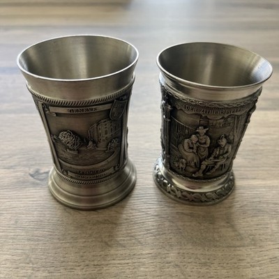 X2 Vintage Zinn Becher von Wolf Souvenir AG (GENEVE) und SKS ZINN DIE SENNERINNEN 
