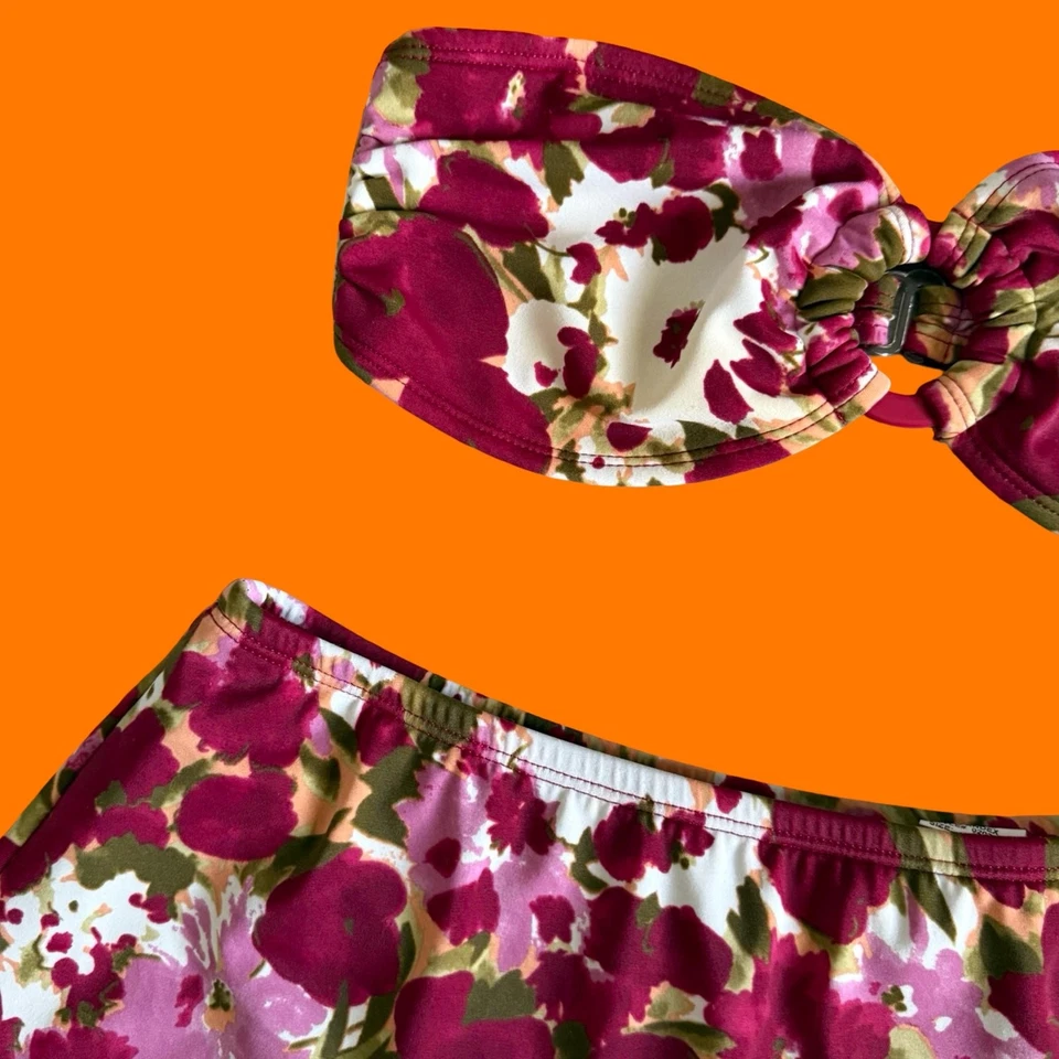 00's винтажный цветочный принт без бретелек y2k бикини купальник размер 8 Newport News - Изображение 3 из 4