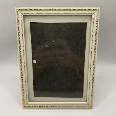 Vintage weiß gold verzierter Bilderrahmen 5x7 Shabby Chic Tischplatte Wandaufsteller