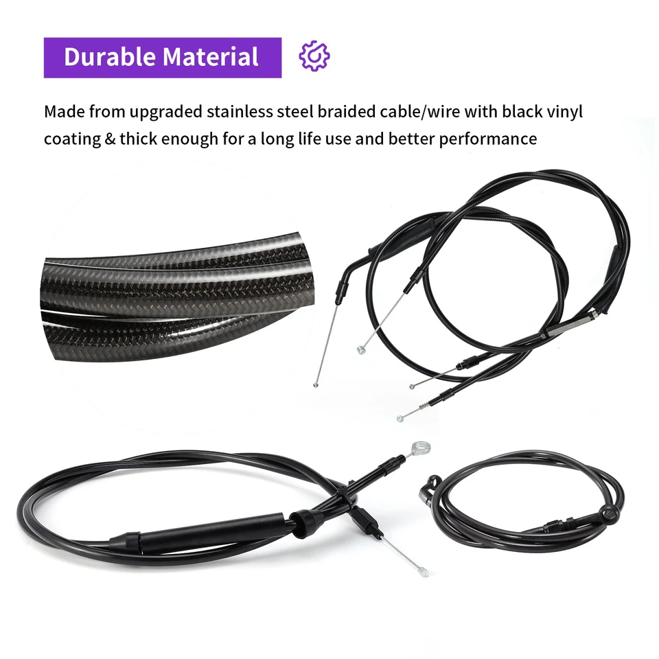 Harley 12" Bar Extended Cable Kit for Fat Boy Heritage Deluxe 2000-2006 - Image 4 of 4