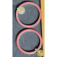 Chic Hoop Earrings Pink Enamel Gold Tone Lightweight Everyday Accent Jewelry