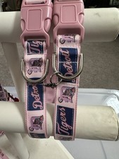 New Dog Detroit Tigers 3/4   Nylon Webbing In Pink Collar In Neck 18  -20  