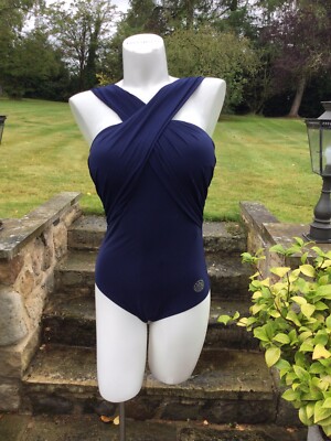 Feraud Paris Swimsuit With Décolletage Crossover Detail Navy Size