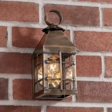 Outdoor Small Barn Wall Lantern Light in Antique Copper or Weathered Brass