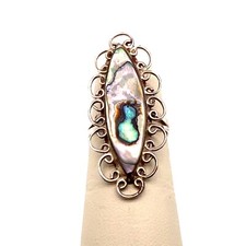 VTG Estate Taxco Mexico Hallmarked Sterling Silver Abalone Size 5 Ring 102