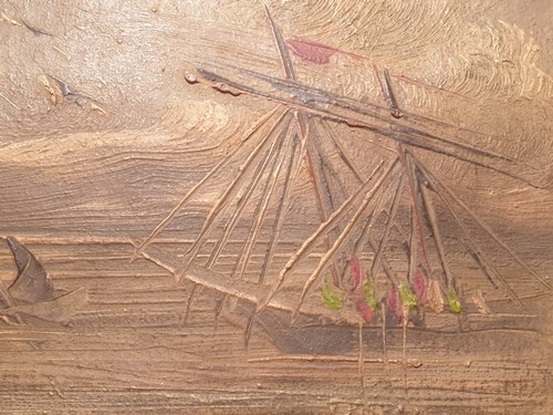 18th Century ANTIQUE VINTAGE SUPERB BEAUTIFUL FRENCH OIL PAINTING River boat - 第 17/23 張圖片