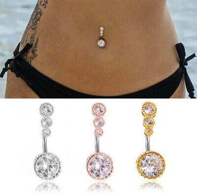 Details about   Surgical Steel Navel Belly Button Ring Barbell Rhinestone Crystal Body Piercing