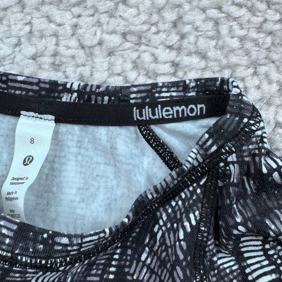 Camisa Lululemon It's Rulu Run Manga Larga Estampado Negro Blanco Mujer 8 Foto 4 de 4