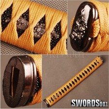 Orange Synthetic Silk Ito Handle Tsuka For Japanese Samurai Katana Maintenance