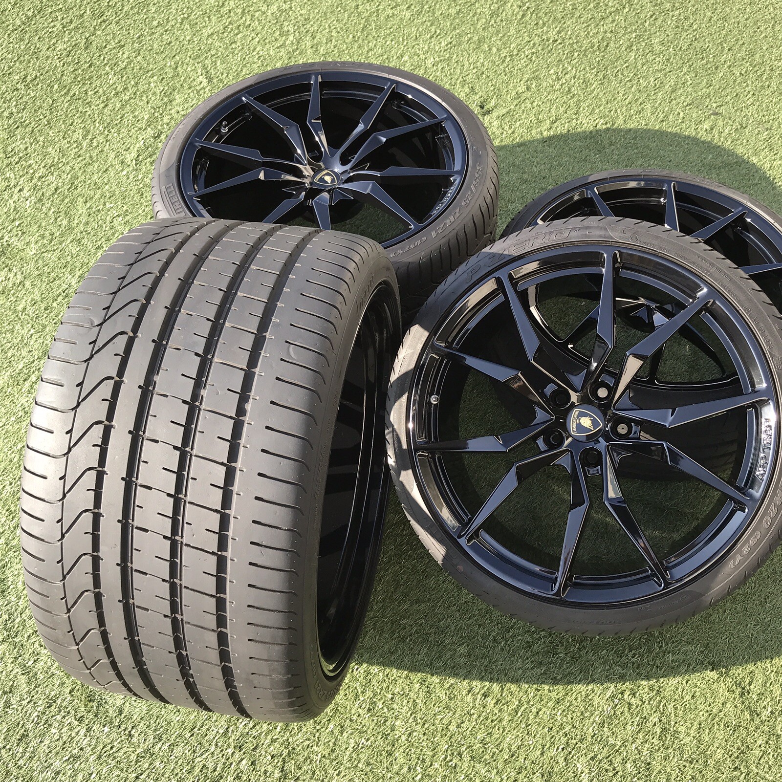 20" 21" LAMBORGHINI AVENTADOR DIONE WHEELS TIRES TPMS BLACK STOCK OEM SET 4 RIMS