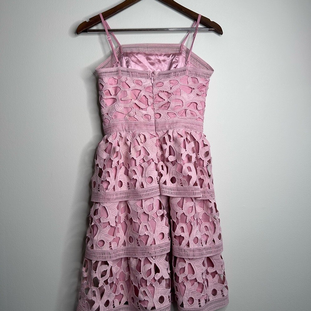 Chi Chi London | Tiered Premium Lace Mini Dress | Pink  | Size UK 6 US 2 image 2