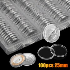 100x 25mm Coin Capsules Round Protective Holder for US Quarters Dollar Stackable