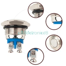 2pcs Waterproof Metal 16mm Push Button Momentary ON OFF Horn Switch Start