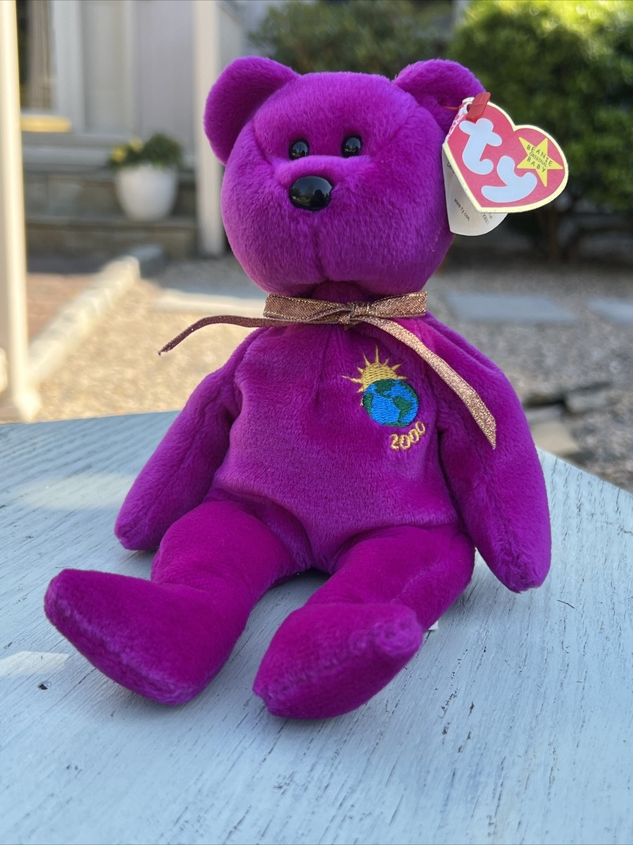 Ty Beanie Babies Millennium Bear Plush Toy Purple 8421042265