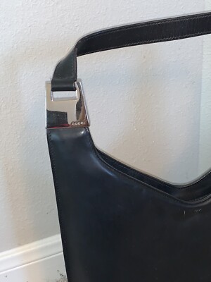 GUCCI ショルダーバッグ ヴィンテージ Y2K Authentic Vintage Y2K Gucci Hobo Shoulder Bag Black Leather RARE