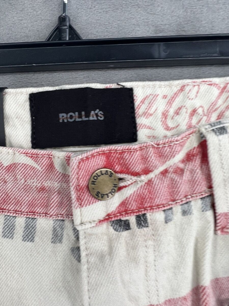 Free People Rollas Relaxo Chop Coca Cola Printed Jeans Size 30 Straight  Jeans