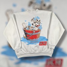 Vintage White 101 Dalmatians Movie Disney Official Pullover Sweater XL