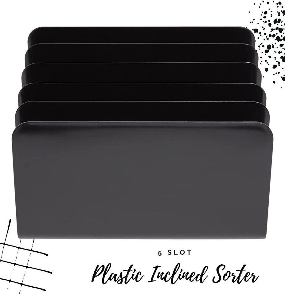 Inclined File Organizer Desktop, Desk Organizer File Sorter, Plastic ...