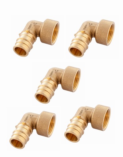 EFIELD 5 PCS 3/4"x1/2" Pex A Expansion Brass Fitting Female NPT Elbow Adapter