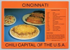 Postcard CINCINNATI CHILI CAPITAL OF THE U.S.A. Recipe