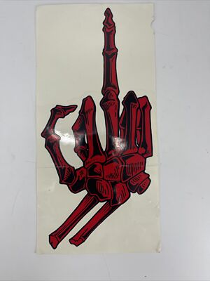 Vintage 1989 Wizard Wear Skeleton Hand Dirty Sticker RED 12 7/8'' x 6 3/8''