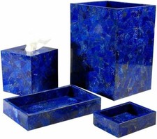 MARBLE BATHROOM ACCESSORIES SET LAPIS LAZULI WORK Home DECOR