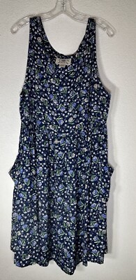 Katy D Dress Womens 14/16 Jumper Dress Pockets 90s Floral Cottagecore Midi Dress