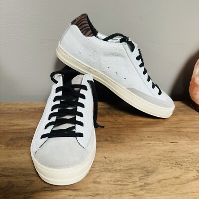 P448 John Sneakers Women s 41 US 9.5 Grey Animal Print Fashion Lace Up Sneaker
