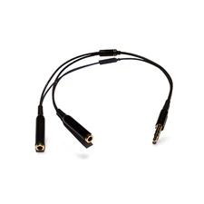 6in Stereo Splitter Cable 3.5mm Male to Dual Female - Black