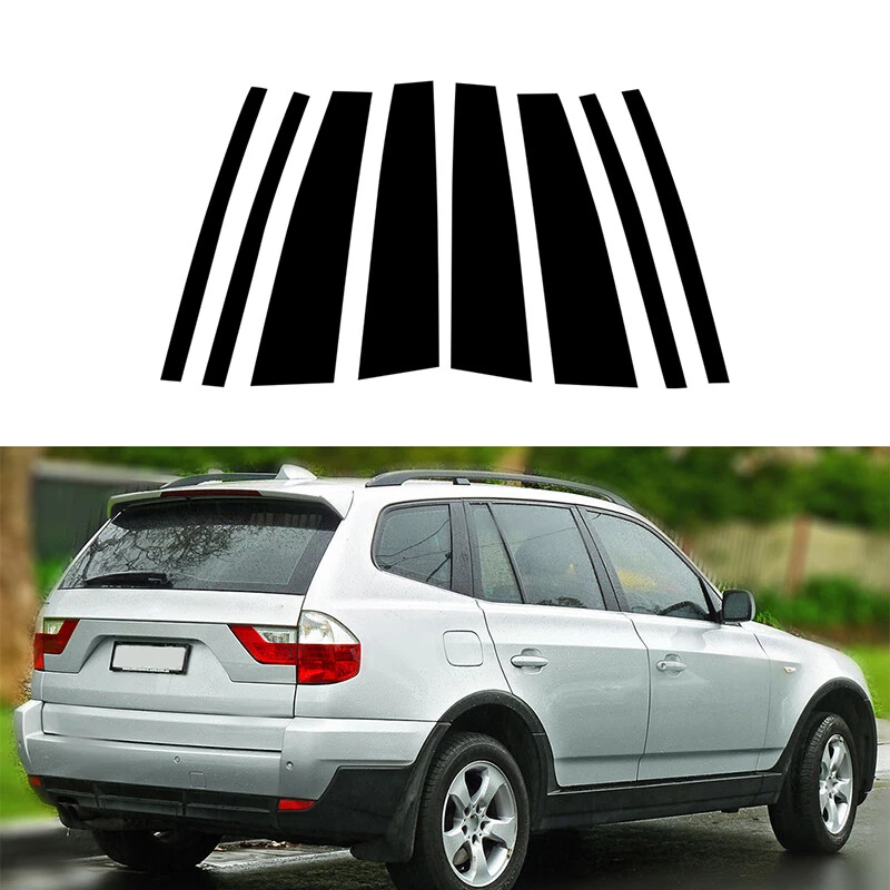 For BMW X3 E83 2004-2009 2010 Gloss Black Pillar Posts Door Trim Window Cover Foto 3 de 4