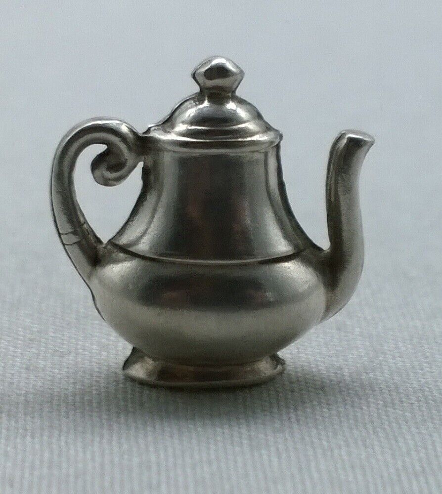 Vintage Sterling Silver Coffee Pot Charm Pendant - image 3