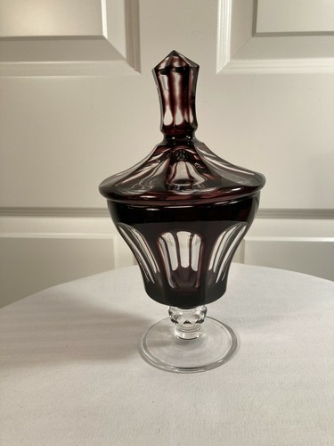 Pokal Bonboniere Überfangglas Kristall Luxusware sehr hochwertig ANSEHEN ca23cm