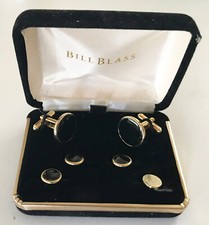 1980s--VINTAGE BILL BLASS TUXEDO CUFF LINKS AND STUDS--IN ORIGINAL BOX--NMT
