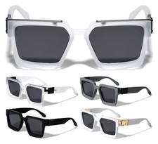 SOFT RUBBERIZED OVERSIZED THICK BOLD SQUARE SUNGLASSES RETRO DESIGNER FASHION