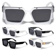 SOFT RUBBERIZED OVERSIZED THICK BOLD SQUARE SUNGLASSES RETRO DESIGNER FASHION