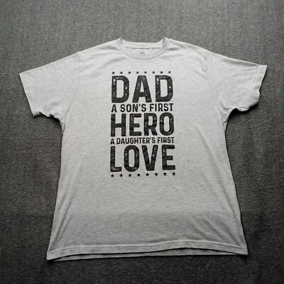 Fathers Day Shirt Men Large Gray Dad A Son First Hero Daughters Love Gift Causal