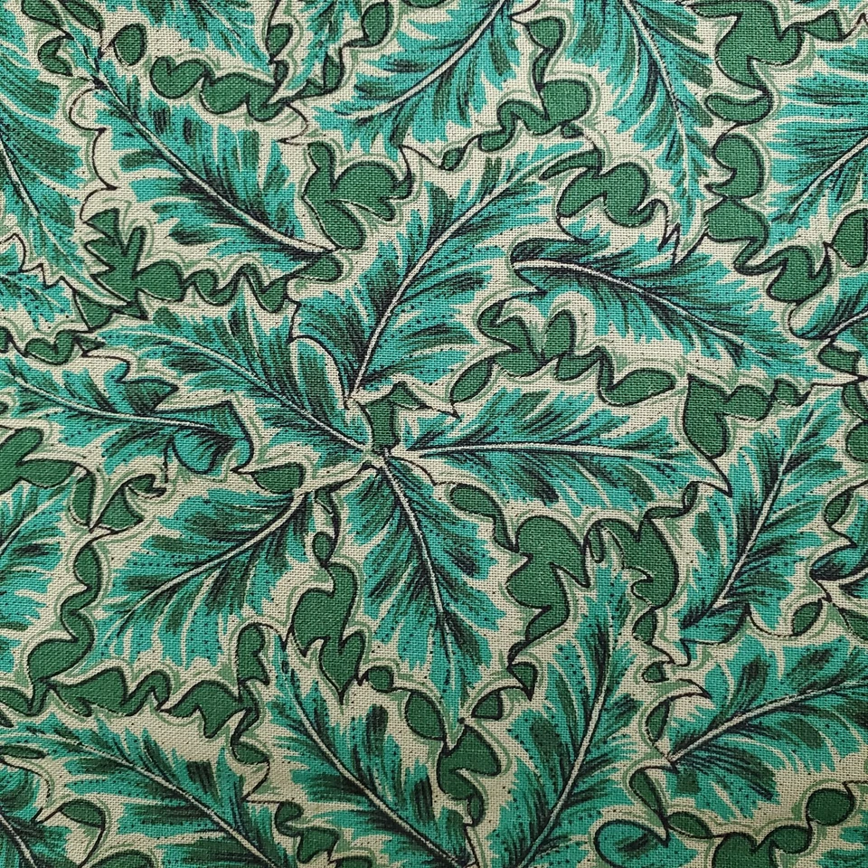 Tela navideña Jinny Beyer Yuletide 1 yarda x 43 RJR acebo verde Foto 4 de 4