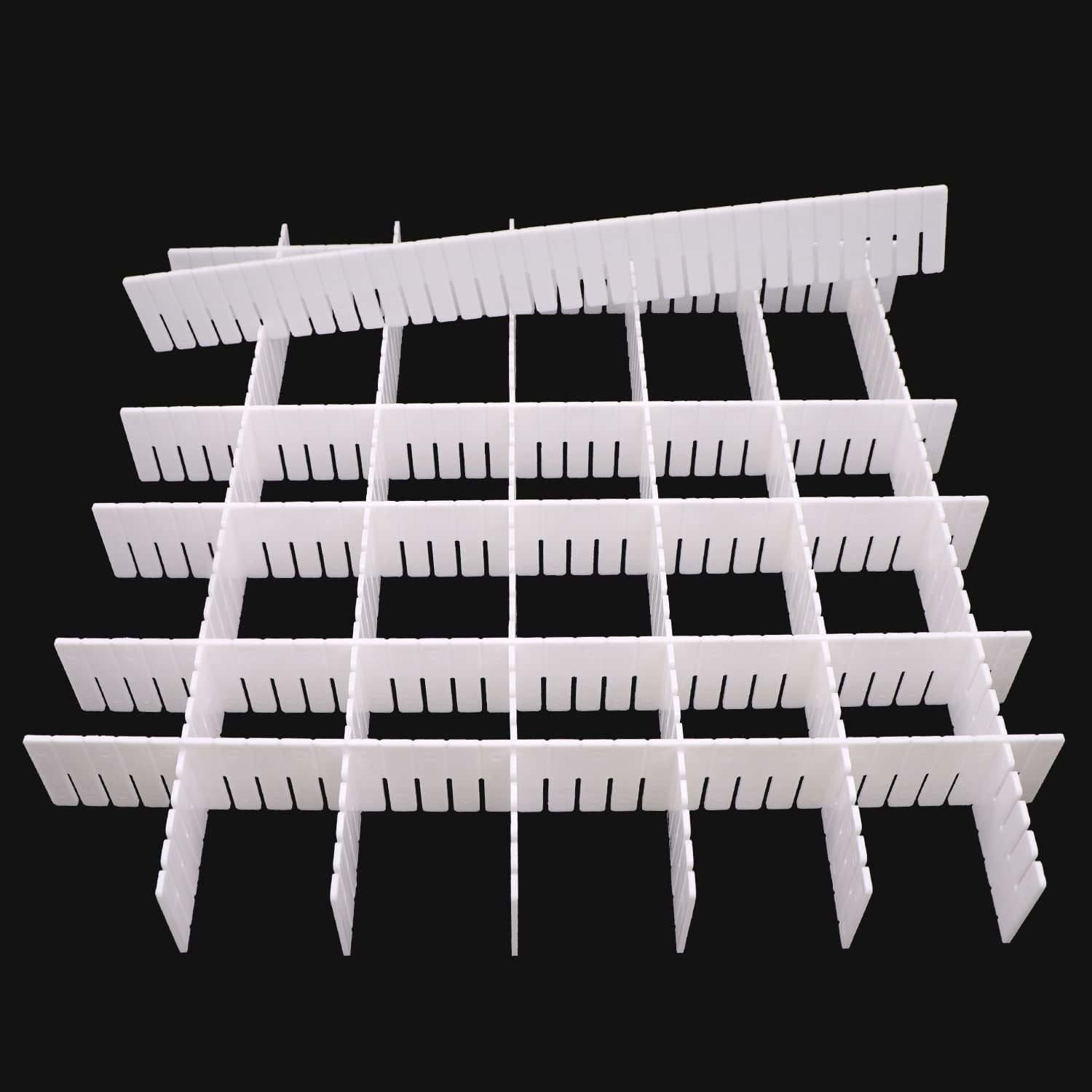 12Pcs 0.1Inch Thick Adjustable White DIY Drawer Grid Dividers